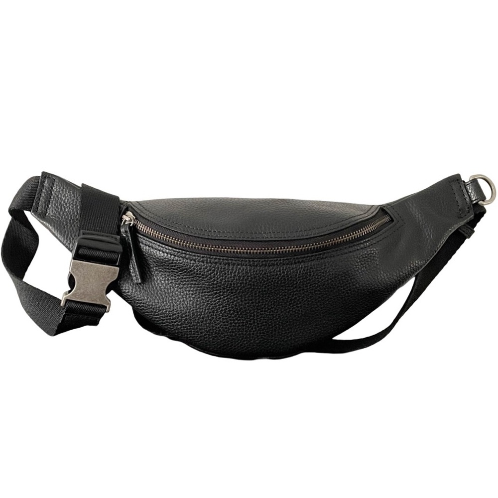 Zara black leather crossbody belt bag unisex dustbag